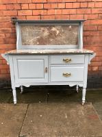 Edwardian Painted Wash Stand Marble Top