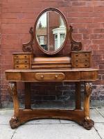 Mahogany Walnut Dressing Table With Mirror