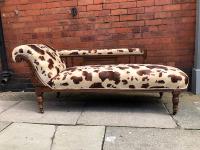 Edwardian Mahogany Day Bed - Cow Print Fabric