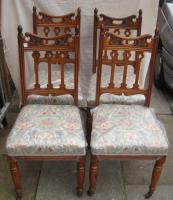 Set of Four Art Nouveau Oak Dining Chairs