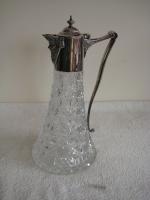 Solid silver and crystal glass claret jug